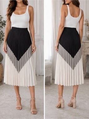 NWOT Max Studio Colorblock Pleated Maxi Skirt – Size XL